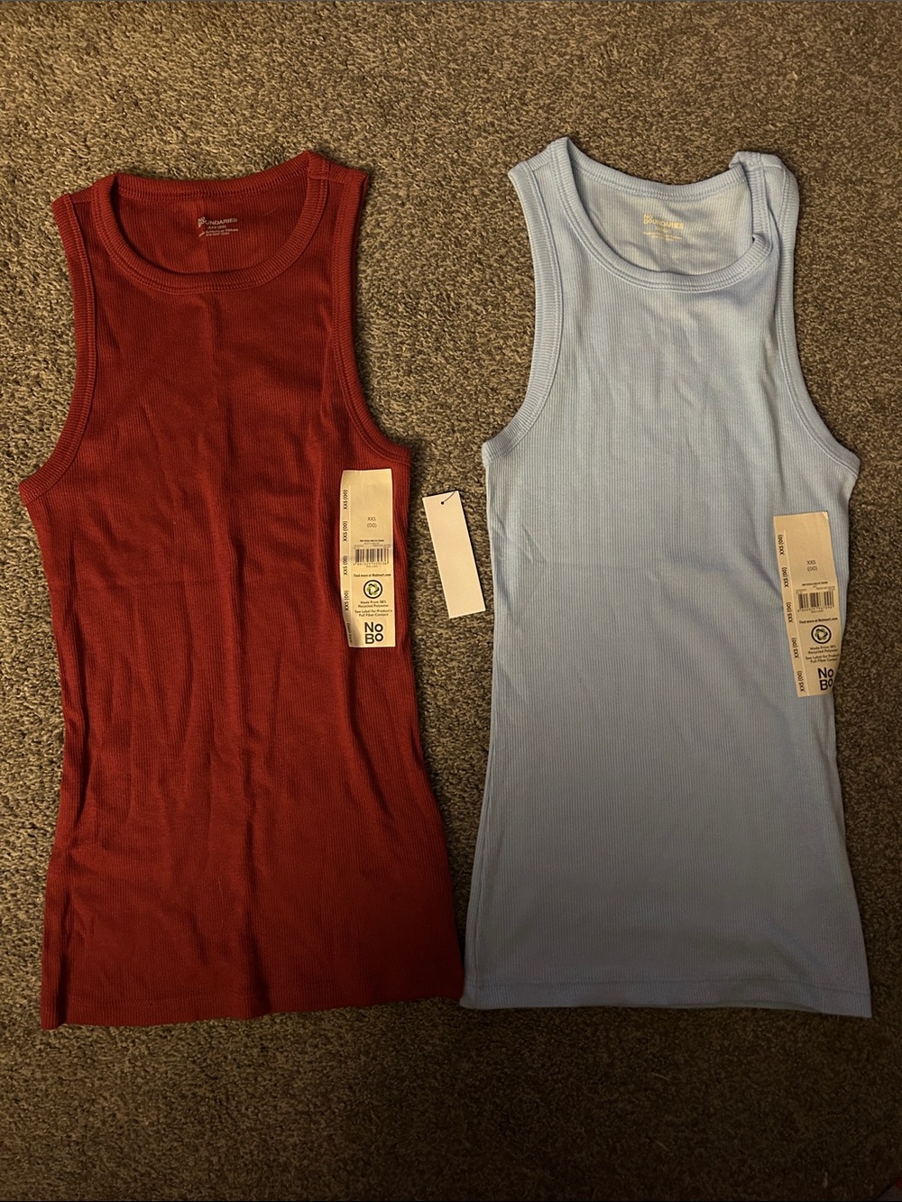 2x Women’s Ribbed Tank Top - Light Blue and Rust size: XXS (00)